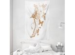 Abakuhaus Arazzo E Copriletto Vittoriano, Farfalle Nostalgiche In Morbido Tessuto Microfibra Lavabile Senza Scolorimento Stampa Digitale, 140 X 230 Cm, Marrone Bianco