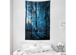 Abakuhaus Arazzo E Copriletto Wald, Bosco Autunnale In Morbido Tessuto Microfibra Lavabile Senza Scolorimento, Stampa Digitale, 140 X 230 Cm, Blu Nero