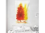 Abakuhaus Arazzo E Copriletto, Fall Snowy-Winter-Kiefer In Morbido Tessuto Microfibra Lavabile Senza Scolorimento, Stampa Digitale, 140 X 230 Cm, Giallo Arancione