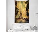 Abakuhaus Arazzo E Copriletto Senape, Albero Della Torre Eiffel In Morbido Tessuto Microfibra Lavabile Senza Scolorimento Stampa Digitale, 140 X 230 Cm, Marrone Senape