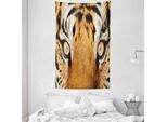 Abakuhaus Arancione Nero Arazzo E Copriletto, Tiger Eyes Wilde In Morbido Tessuto Microfibra Lavabile Senza Scolorimento Stampa Digitale, 140 X 230 Cm, Arancione Nero