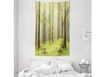 Abakuhaus Arazzo E Copriletto Wald, Misty Primavera Natura In Morbido Tessuto Microfibra Lavabile Senza Scolorimento Stampa Digitale, 140 X 230 Cm, Beige Verde