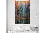 Abakuhaus Tappezzeria E Copriletto, Forest River Autumn In Morbido Tessuto Microfibra Lavabile Senza Scolorimento Stampa Digitale, 140 X 230 Cm, Rosso-Marrone