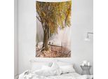 Abakuhaus Arazzo E Copriletto, Snowy Natur Winter In Morbido Tessuto Microfibra Lavabile Senza Scolorimento, Stampa Digitale, 140 X 230 Cm, Multicolore
