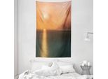 Abakuhaus Arazzo Nautico E Copriletto, Alba Sull'oceano In Morbido Tessuto Microfibra Lavabile Senza Scolorimento Stampa Digitale, 140 X 230 Cm, Arancione Blu