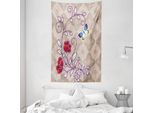 Abakuhaus Arazzo Floreale E Copriletto, Motivo Floreale Retrò In Morbido Tessuto Microfibra Lavabile Senza Scolorimento, Stampa Digitale, 140 X 230 Cm, Multicolore