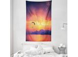 Abakuhaus Arazzo Sportivo E Copriletto, Parapendio Al Tramonto In Morbido Tessuto Microfibra Lavabile Senza Scolorimento Stampa Digitale, 140 X 230 Cm, Arancione
