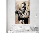 Abakuhaus Tappeto Da Parete E Copriletto Beige E Nero, Musicisti In Morbido Tessuto Microfibra Lavabile Senza Scolorimento Stampa Digitale, 140 X 230 Cm, Nero Beige