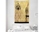 Abakuhaus Arazzo E Copriletto In Damasco, Victorian Style Room In Morbido Tessuto Microfibra Lavabile Senza Scolorimento, Stampa Digitale, 140 X 230 Cm, Giallo Nero