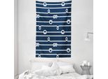Abakuhaus Arazzo E Copriletto Blu Navy, Nodi Marinari Mare In Morbido Tessuto Microfibra Lavabile Senza Scolorimento Stampa Digitale, 140 X 230 Cm, Blu E Bianco
