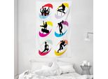 Abakuhaus Tappeto Da Parete E Copriletto Nero E Rosso, Sport Giochi Jogging In Morbido Tessuto Microfibra Lavabile Senza Scolorimento Stampa Digitale, 140 X 230 Cm, Nero Rosso