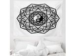 Abakuhaus Arazzo Giapponese, Ying Yang Bianco E Nero In Morbido Tessuto Microfibra Lavabile Senza Scolorimento Stampa Digitale, 150 X 110 Cm, Bianco E Nero
