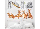 Abakuhaus Kids Arazzo, Canguri E Koala In Morbido Tessuto Microfibra Lavabile Senza Scolorimento Stampa Digitale, 150 X 110 Cm, Grigio Marrone