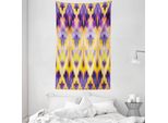 Abakuhaus Arazzo E Copriletto Ikat, Indonesiano Stile Boho In Morbido Tessuto Microfibra Lavabile Senza Scolorimento Stampa Digitale, 140 X 230 Cm, Viola Giallo