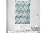 Abakuhaus Arazzo Geometrico E Copriletto, Wave-Platz In Morbido Tessuto Microfibra Lavabile Senza Scolorimento Stampa Digitale, 140 X 230 Cm, Bianco Blu
