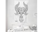 Abakuhaus Arazzo E Copriletto Astrologico, Segno Zodiacale Toro In Morbido Tessuto Microfibra Lavabile Senza Scolorimento Stampa Digitale, 140 X 230 Cm, Bianco Nero