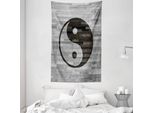 Abakuhaus Ying Yang Arazzo E Copriletto, Stile Rustico Moderno In Morbido Tessuto Microfibra Lavabile Senza Scolorimento, Stampa Digitale, 140 X 230 Cm, Nero Grigio