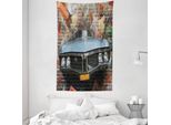Abakuhaus Tappezzeria E Copriletto Con Motivo Auto, Graffiti Street Art In Morbido Tessuto Microfibra Lavabile Senza Scolorimento, Stampa Digitale, 140 X 230 Cm, Multicolore