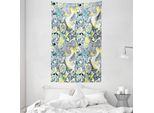 Abakuhaus Arazzo Floreale E Copriletto, Stile Mandala Vintage In Morbido Tessuto Microfibra Lavabile Senza Scolorimento, Stampa Digitale, 140 X 230 Cm, Giallo/Blu