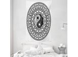 Abakuhaus Arazzo Tribale E Copriletto, Eastern Blossom Yin Yang In Morbido Tessuto Microfibra Lavabile Senza Scolorimento Stampa Digitale, 140 X 230 Cm, Bianco Nero