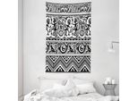 Abakuhaus Arazzo Tribale E Copriletto, Disegni Cave In Morbido Tessuto Microfibra Lavabile Senza Scolorimento Stampa Digitale, 140 X 230 Cm, Bianco Nero