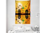 Abakuhaus Arazzo E Copriletto Di Halloween, Scary Pumpkin In Morbido Tessuto Microfibra Lavabile Senza Scolorimento Stampa Digitale, 140 X 230 Cm, Arancione Nero