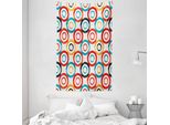 Abakuhaus Arazzo E Copriletto Psichedelico, Retro Music Night In Morbido Tessuto Microfibra Lavabile Senza Scolorimento Stampa Digitale, 140 X 230 Cm, Nero Bianco Blu