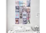 Abakuhaus Paris Arazzo E Copriletto, Torre Eiffel Love Letter In Morbido Tessuto Microfibra Lavabile Senza Scolorimento Stampa Digitale, 140 X 230 Cm, Multicolore