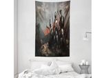 Abakuhaus Arazzo E Copriletto Fantasia, Stile Medievale In Morbido Tessuto Microfibra Lavabile Senza Scolorimento Stampa Digitale, 140 X 230 Cm, Arancione Grigio