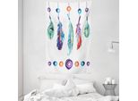 Abakuhaus Arazzo E Copriletto Bohemien, Hippie Con Piume In Morbido Tessuto Microfibra Lavabile Senza Scolorimento Stampa Digitale, 140 X 230 Cm, Multicolore