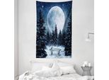 Abakuhaus Tappeto Da Parete Bianco E Copriletto, Moonlight Waldvogel In Morbido Tessuto Microfibra Lavabile Senza Scolorimento Stampa Digitale, 140 X 230 Cm, Blu Bianco
