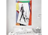 Abakuhaus Arazzo E Copriletto Eiffel, Torre Go Girlrt In Morbido Tessuto Microfibra Lavabile Senza Scolorimento Stampa Digitale, 140 X 230 Cm, Arancione