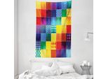 Abakuhaus Arazzo E Copriletto Patchwork, Patchwork Retrò Arcobaleno In Morbido Tessuto Microfibra Lavabile Senza Scolorimento, Stampa Digitale, 140 X 230 Cm, Multicolore