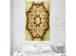 Abakuhaus Tappeto Da Parete E Copriletto Marroni, Mandala Grunge Ethnic In Morbido Tessuto Microfibra Lavabile Senza Scolorimento Stampa Digitale, 140 X 230 Cm, Marrone Senape