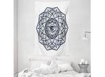 Abakuhaus Tappeto Da Parete Bianco E Copriletto, Mandala Tribal In Morbido Tessuto Microfibra Lavabile Senza Scolorimento Stampa Digitale, 140 X 230 Cm, Bianco Nero