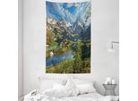 Abakuhaus Arazzo Naturale E Copriletto, Snowy Mountain Lake In Morbido Tessuto Microfibra Lavabile Senza Scolorimento Stampa Digitale, 140 X 230 Cm, Multicolore