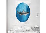 Abakuhaus Arazzo E Copriletto Blu, Shark Underwater Hunter In Morbido Tessuto Microfibra Lavabile Senza Scolorimento Stampa Digitale, 140 X 230 Cm, Blu Grigio
