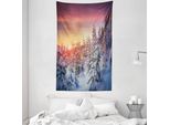Abakuhaus Arazzo E Copriletto Wald, Alba Invernale In Morbido Tessuto Microfibra Lavabile Senza Scolorimento Stampa Digitale, 140 X 230 Cm, Bianco Rosso