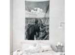 Abakuhaus Arazzo E Copriletto Grigio, Grand Canyon Nostalgico In Morbido Tessuto Microfibra Lavabile Senza Scolorimento Stampa Digitale, 140 X 230 Cm, Grigio