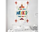 Abakuhaus Arazzo E Copriletto Messicano, Sombrero Aztec In Morbido Tessuto Microfibra Lavabile Senza Scolorimento Stampa Digitale, 140 X 230 Cm, Multicolore
