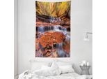 Abakuhaus Arazzo Naturale E Copriletto, Cascata Autunnale In Morbido Tessuto Microfibra Lavabile Senza Scolorimento Stampa Digitale, 140 X 230 Cm, Marrone