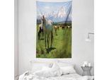 Abakuhaus Arazzo E Copriletto Con Animali, Cavalli In Morbido Tessuto Microfibra Lavabile Senza Scolorimento Stampa Digitale, 140 X 230 Cm, Multicolore