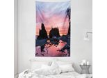 Abakuhaus Arazzo Naturale E Copriletto, Mystic Beach Skyline In Morbido Tessuto Microfibra Lavabile Senza Scolorimento Stampa Digitale, 140 X 230 Cm, Multicolore
