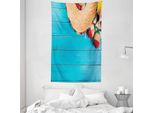 Abakuhaus Arazzo E Copriletto Messicano, Latin Sombrero In Morbido Tessuto Microfibra Lavabile Senza Scolorimento Stampa Digitale, 140 X 230 Cm, Crema Blu