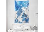 Abakuhaus Arazzo Invernale E Copriletto, Snowy Mountain Ski In Morbido Tessuto Microfibra Lavabile Senza Scolorimento Stampa Digitale, 140 X 230 Cm, Bianco Blu