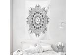 Abakuhaus Arazzo Floreale E Copriletto, Mandala Bianco E Nero In Morbido Tessuto Microfibra Lavabile Senza Scolorimento Stampa Digitale, 140 X 230 Cm, Bianco E Nero