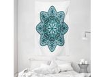 Abakuhaus Arazzo E Copriletto Color Verde Acqua, Mandala Della Cina Orientale In Morbido Tessuto Microfibra Lavabile Senza Scolorimento, Stampa Digitale, 140 X 230 Cm, Verde Acqua