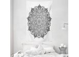 Abakuhaus Arazzo E Copriletto In Tessuto, Mandala Art Black And White In Morbido Tessuto Microfibra Lavabile Senza Scolorimento, Stampa Digitale, 140 X 230 Cm, Bianco E Nero