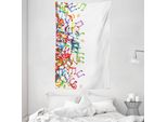 Abakuhaus Arazzo Musicale E Copriletto, Rhthm Tempo Melody In Morbido Tessuto Microfibra Lavabile Senza Scolorimento Stampa Digitale, 140 X 230 Cm, Multicolore Bianco