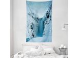 Abakuhaus Arazzo E Copriletto Paesaggistico, Montagne Innevate In Morbido Tessuto Microfibra Lavabile Senza Scolorimento, Stampa Digitale, 140 X 230 Cm, Blu Petrolio
